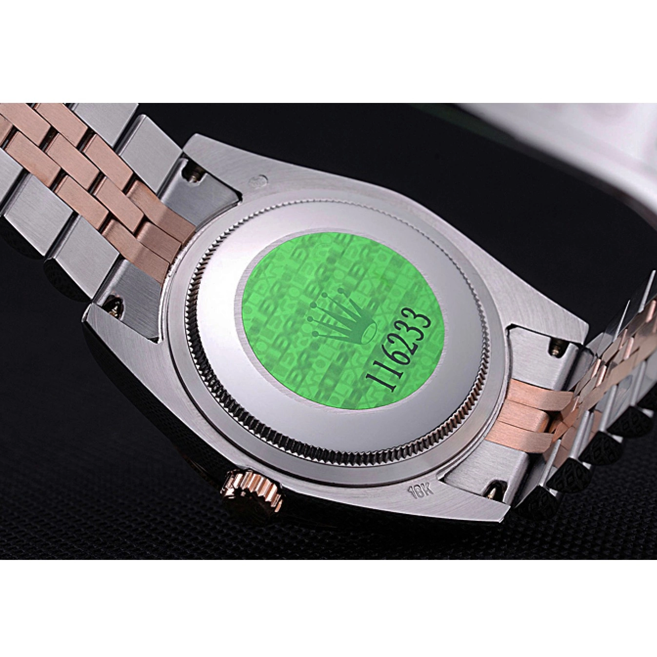 Aaa replica watch Steel DateJust Rolex Black Stainless and Dial Gold Bracelet 622545 0709